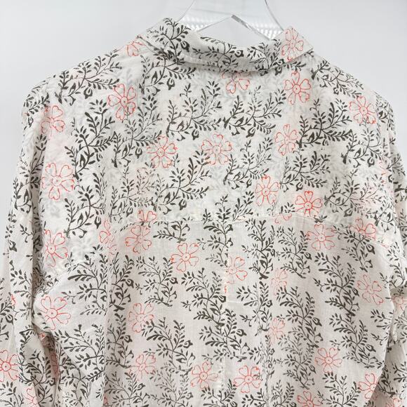 Anthropologie Enchanted Floral Embroidered Button Down Shirt Size Med / Large - Picture 7 of 12